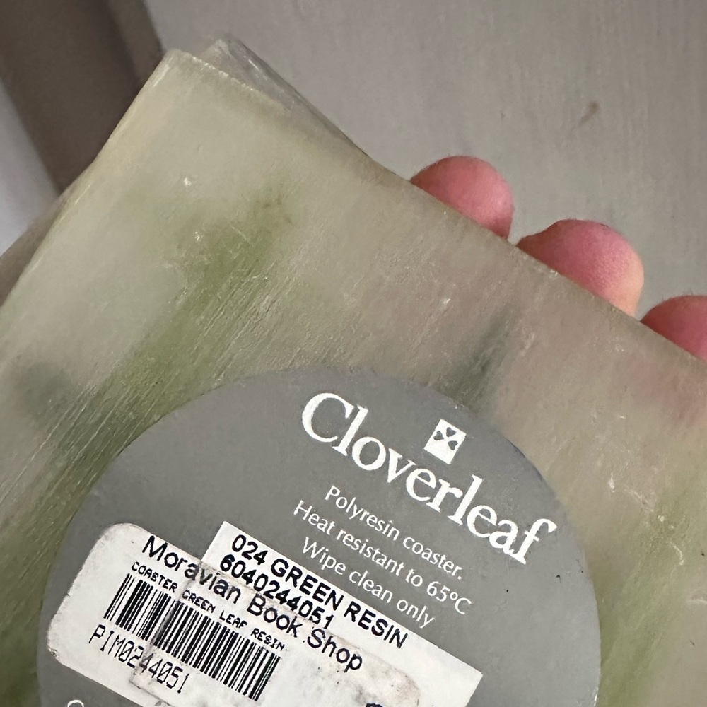 Decorative Coasters with  Green Leaves - Set of 4 - Picture 3 of 3